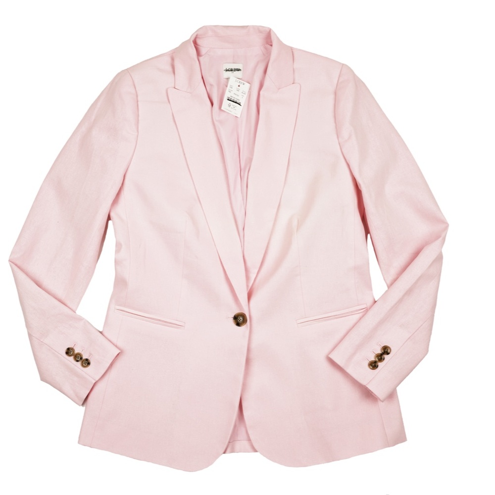 New JCREW Linen-Cotton Holland Blazer in Pink - Picture 2 of 3